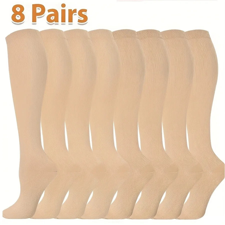 NONECN Eight-Pair Compression Socks for Men and Women