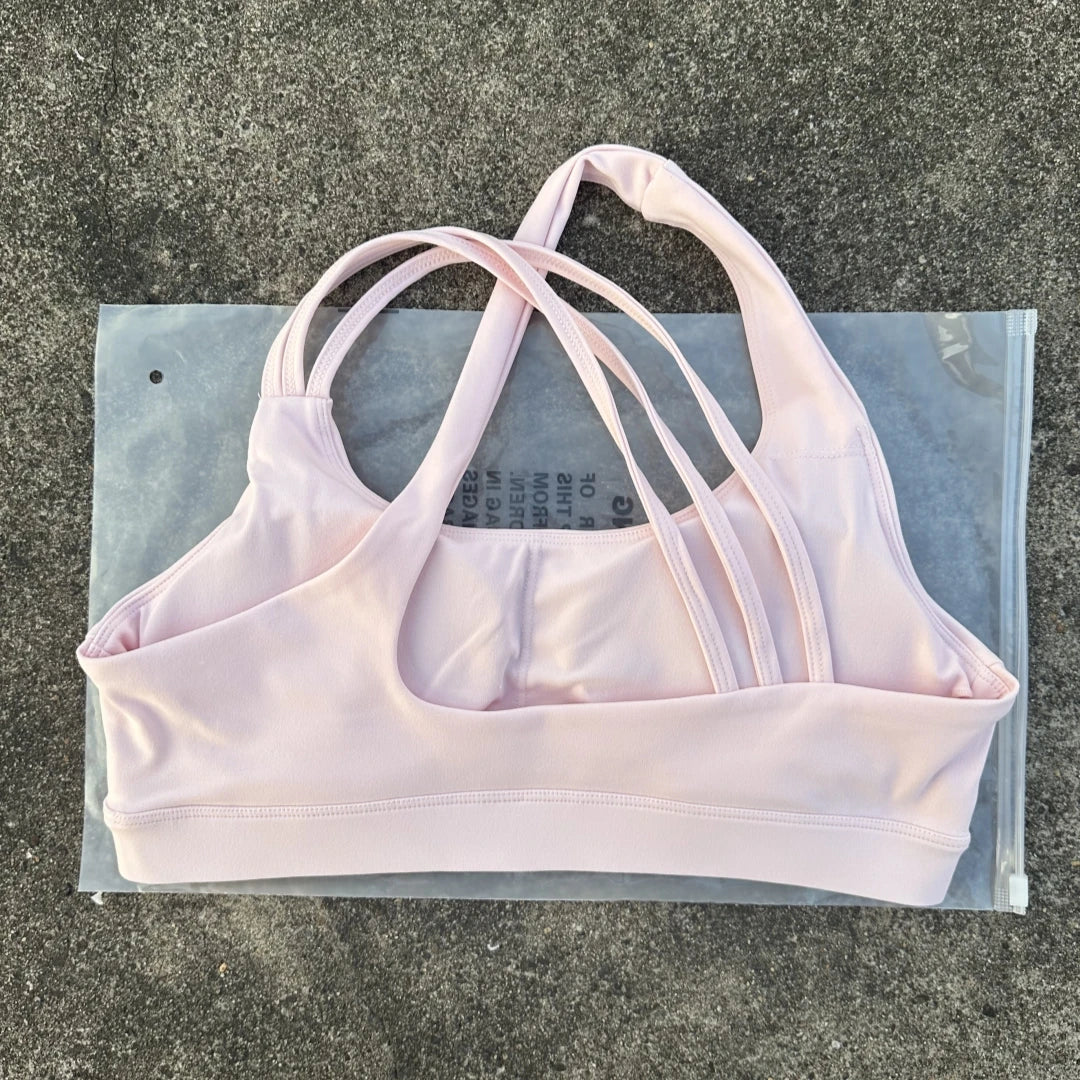NONECN Cross Back Sports Bra Women Chest Pad Nylon Spandex