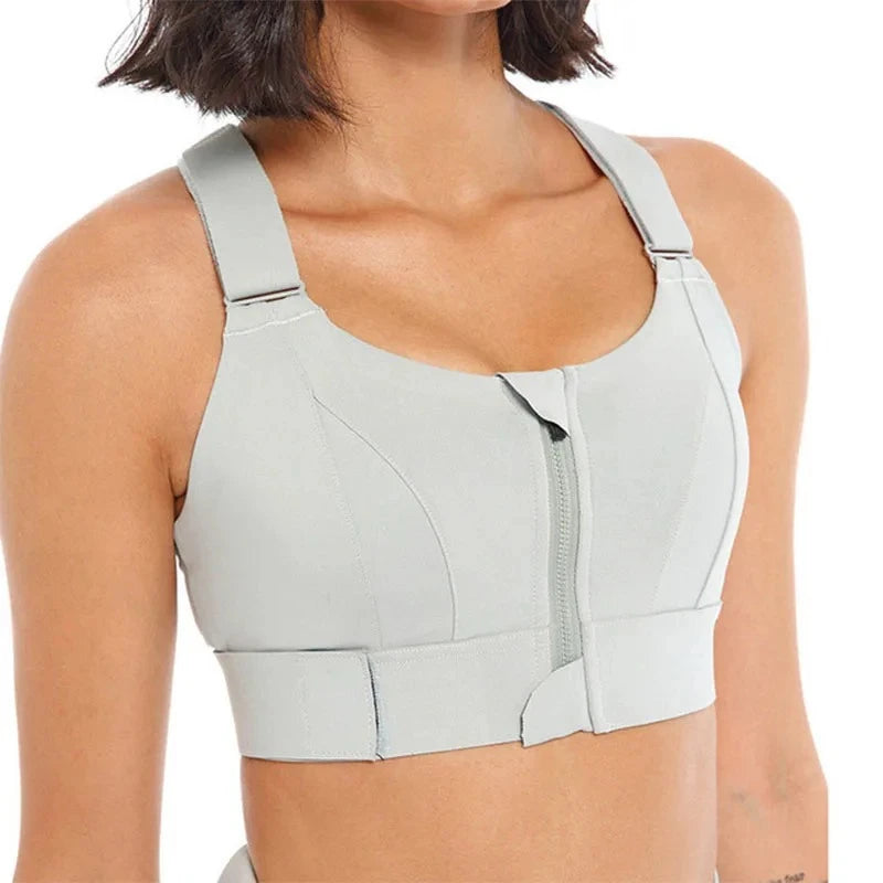 Women's Front Zip Yoga Sports Bra Vest Plus Size Athletic