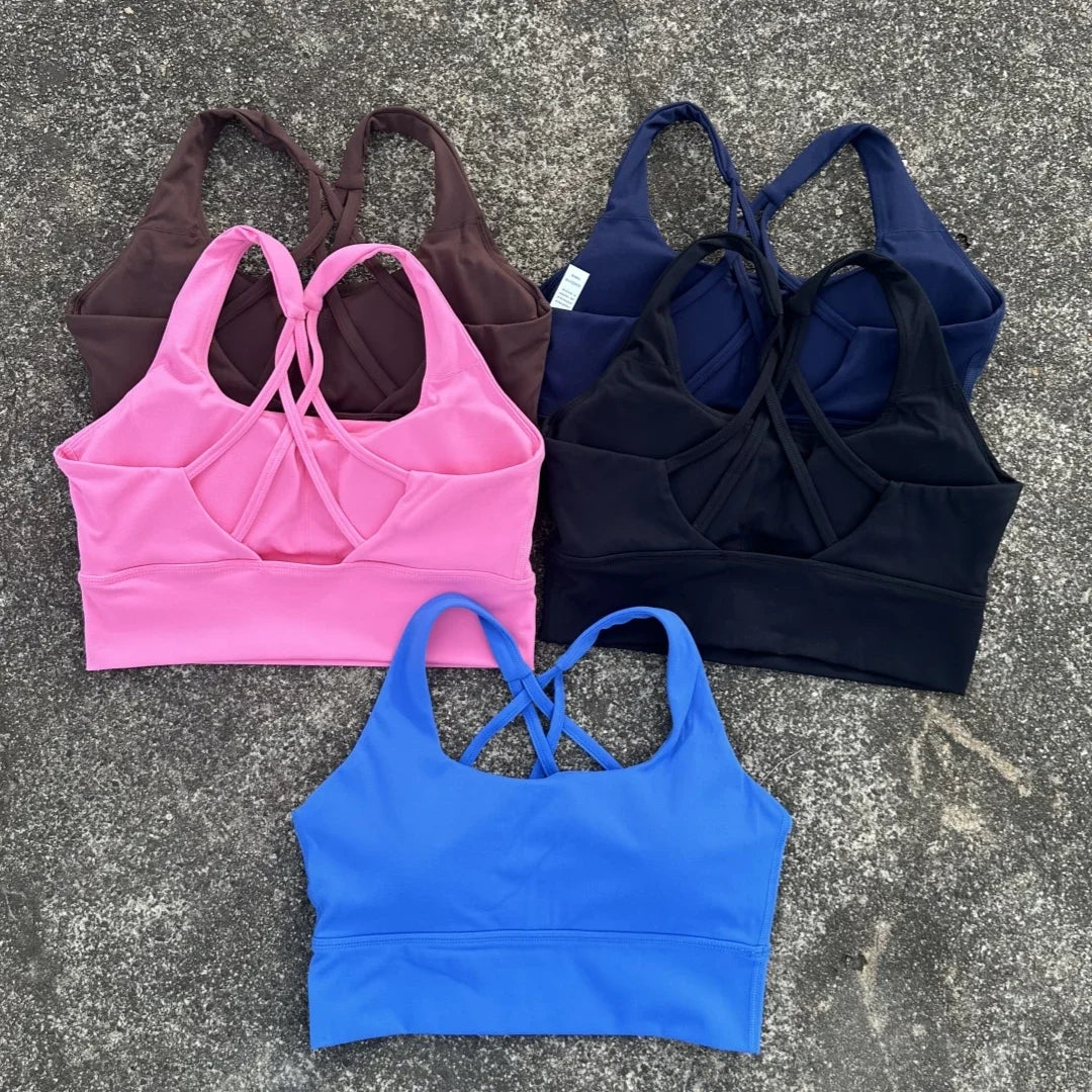 NONECN Cross Back Sports Bra For Women Fitness Yoga Top