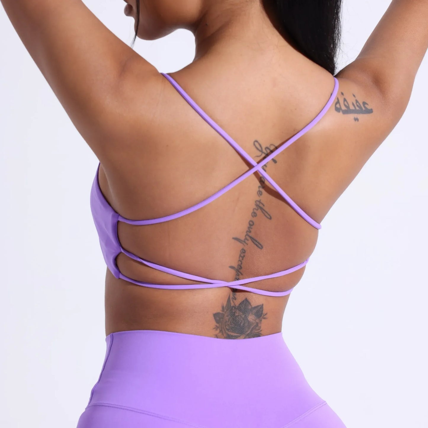 NONECN Cross Back Sports Bra With Chest Pad High Support