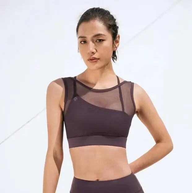 NONECN 2 In 1 Beautiful Back Sports Bra Fitness Breathable
