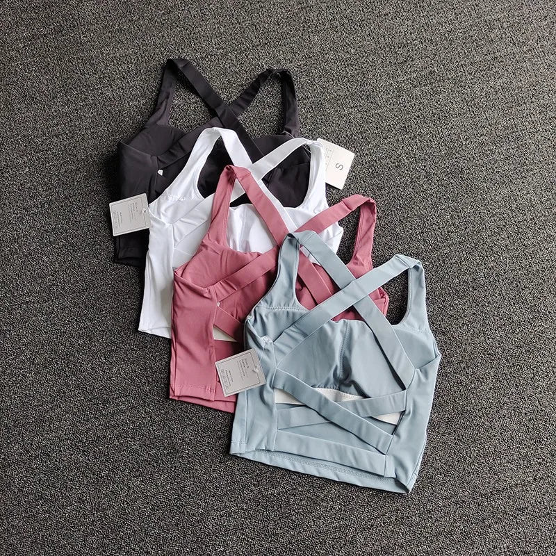 NONECN Women Sports Bra Top Push Up Yoga Vest GymWear