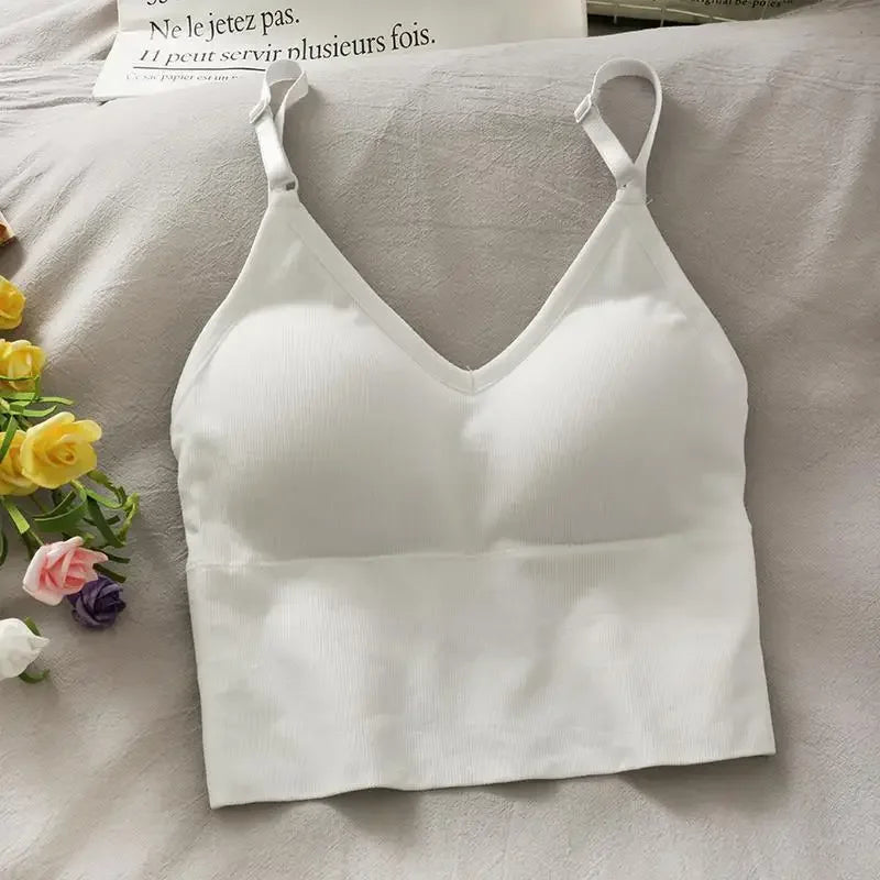 Womens Built In Bra Tank Top Camisole Yoga Crop Top