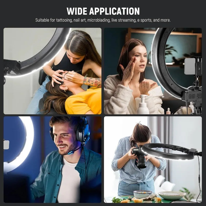 Garden Ring Light Kit 55W 5600K Professional LED Phone Holder