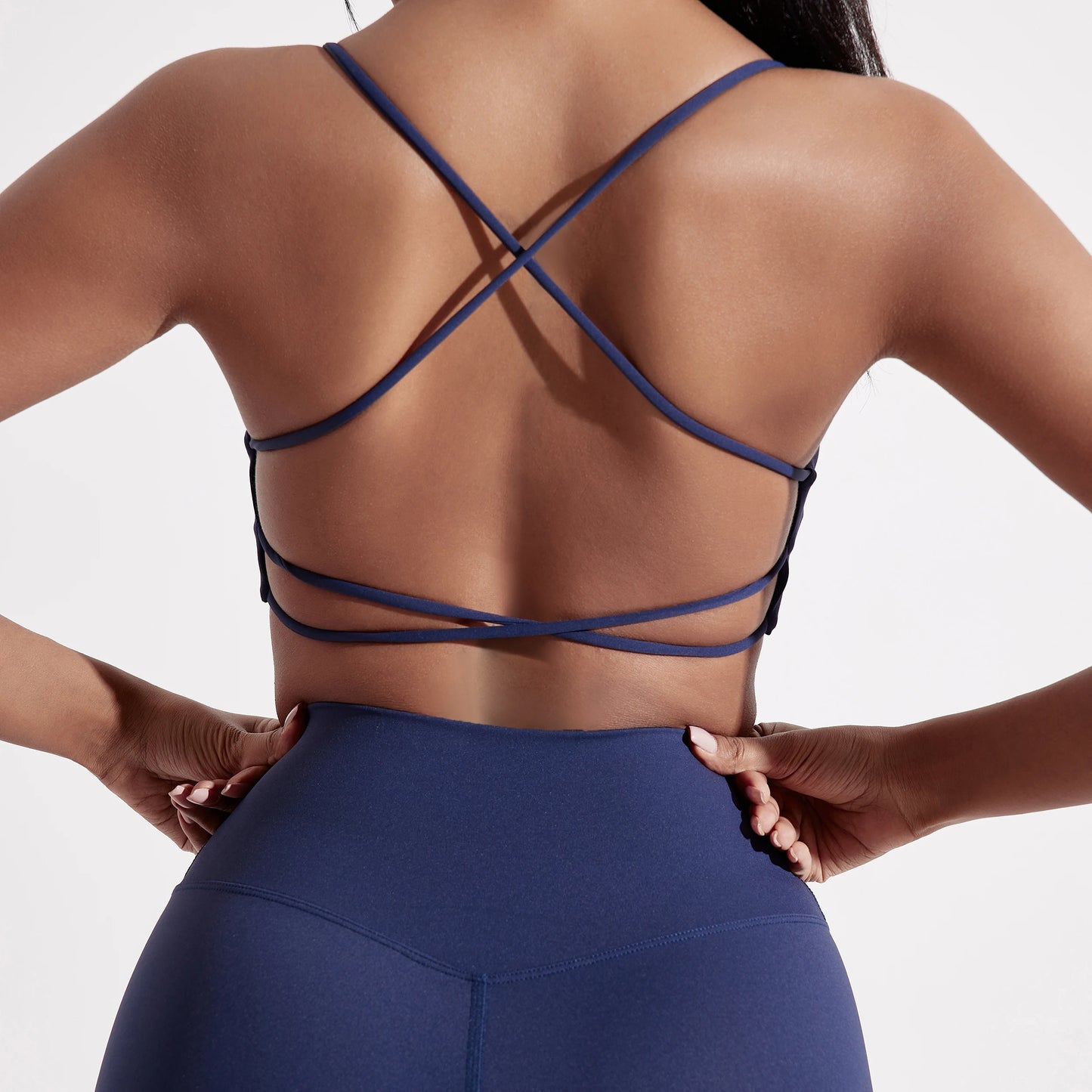 NONECN Cross Back Sports Bra With Chest Pad High Support