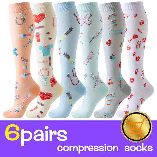 NONECN Womens Athletic Compression Socks Breathable Knee High