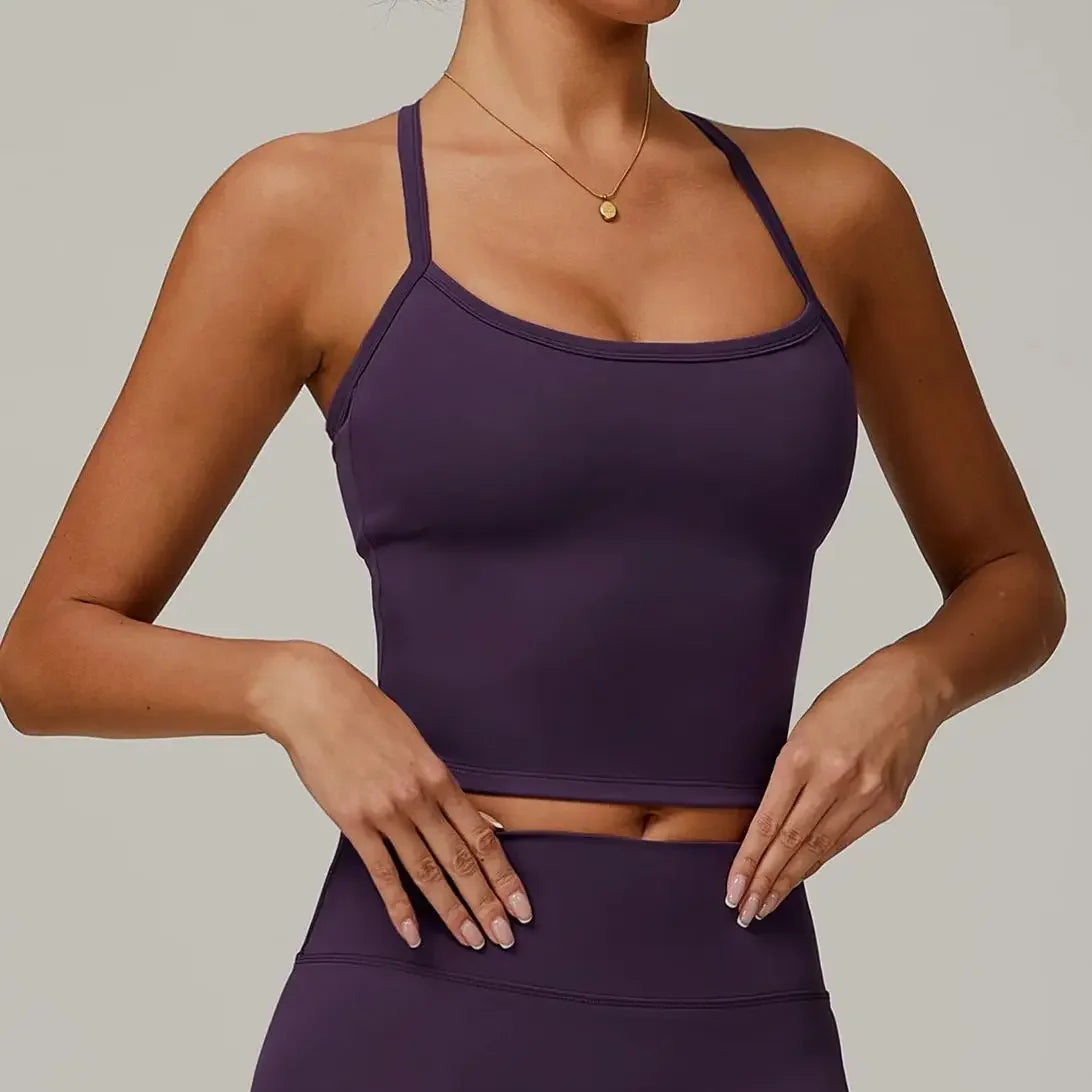 Women's Cross Back Yoga Sports Bra Push Up Fitness Vest