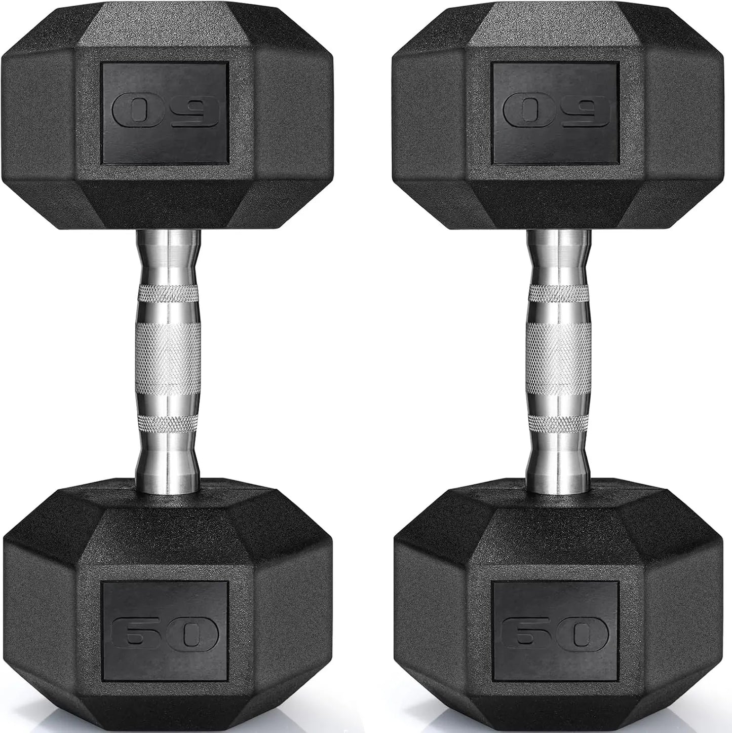 Rubber Coated Hex Dumbbell Set Two For Home Gym Use