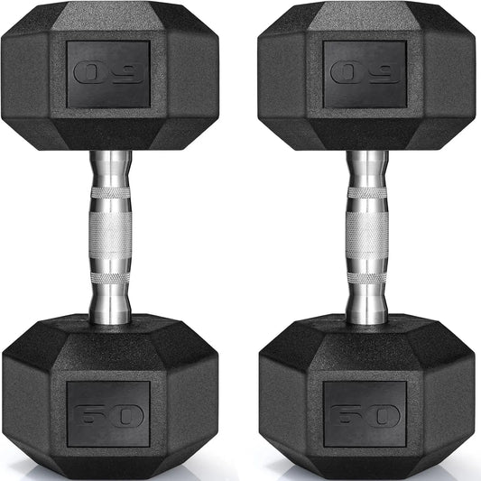 Rubber Coated Hex Dumbbell Set Two For Home Gym Use