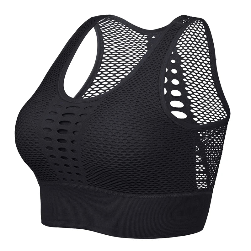 NONECN Breathable Active Bra Mesh Sports Yoga Seamless Gym