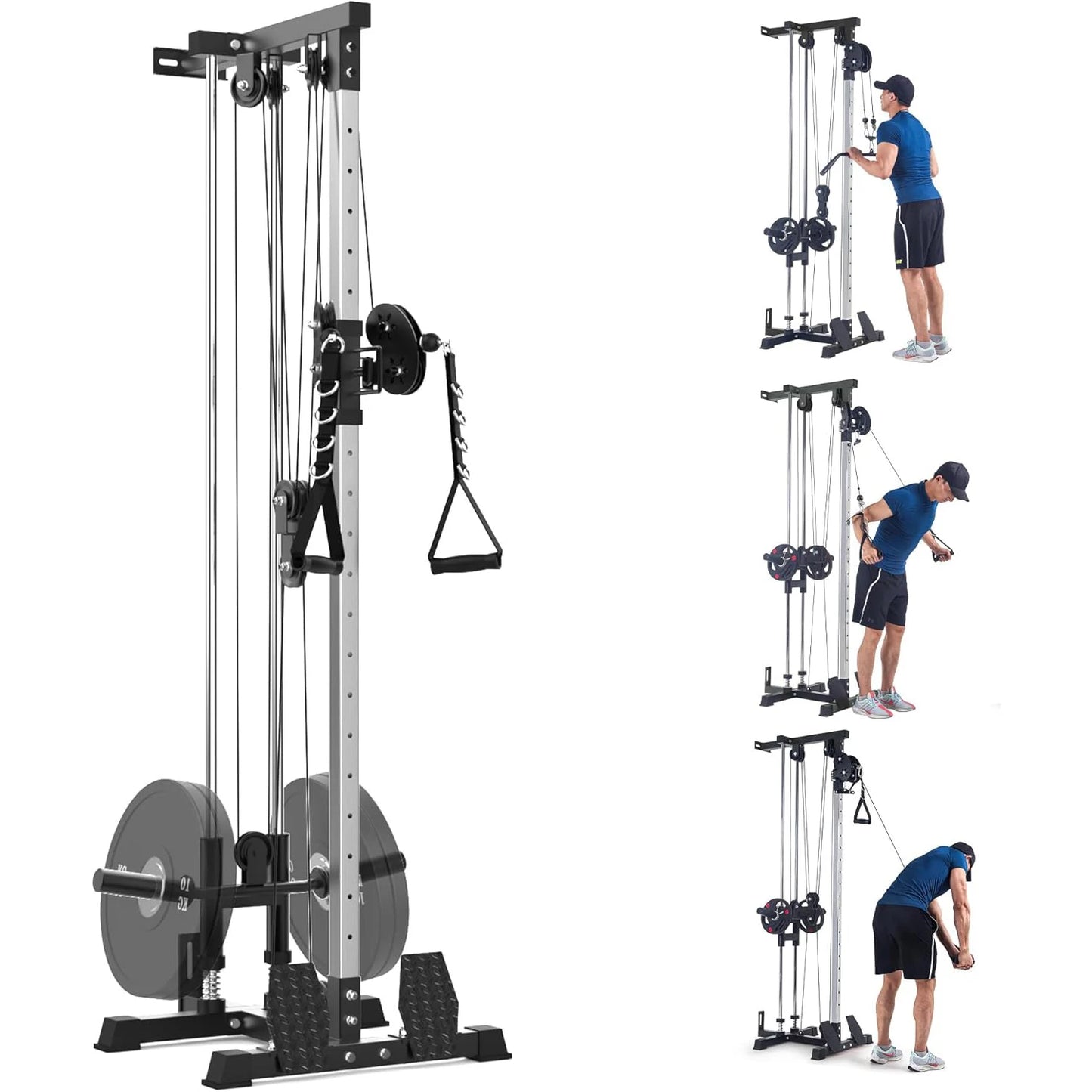 HiMISS Wall Mount Lat Pulldown Cable Machine With Adjustable Pulleys