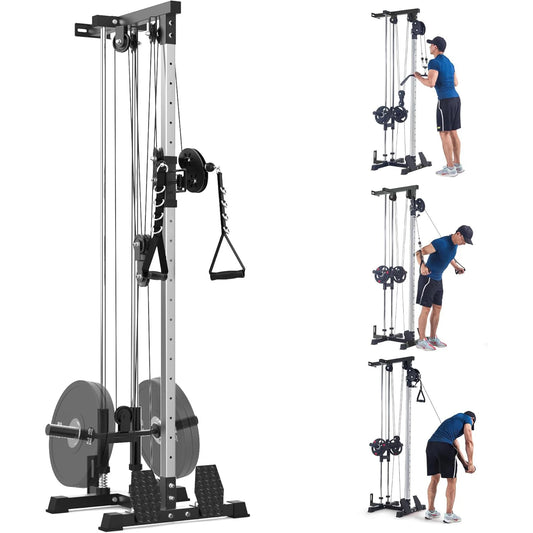 HiMISS Wall Mount Lat Pulldown Cable Machine With Adjustable Pulleys