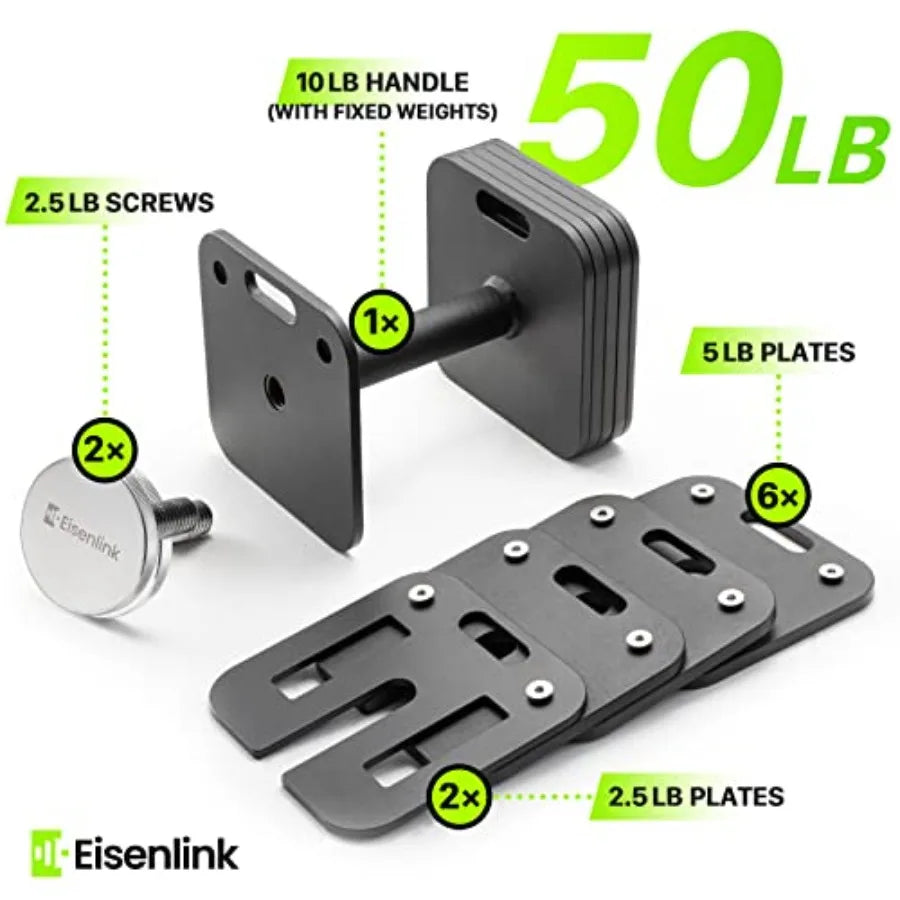 Eisenlink Adjustable Dumbbell Set 10 50 80lb Quick Lock