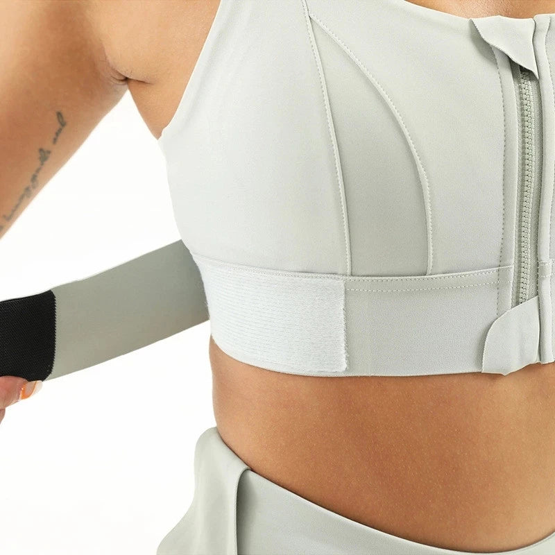 Women's Front Zip Yoga Sports Bra Vest Plus Size Athletic