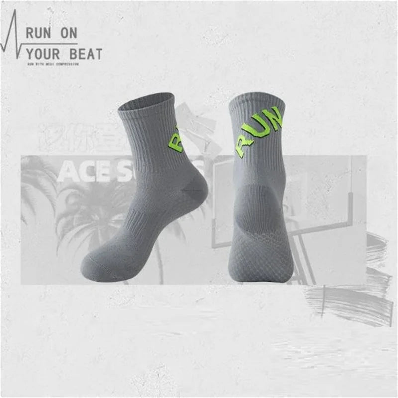 Unisex Running Socks Crew Fitness Breathable Nylon Marathon Sports