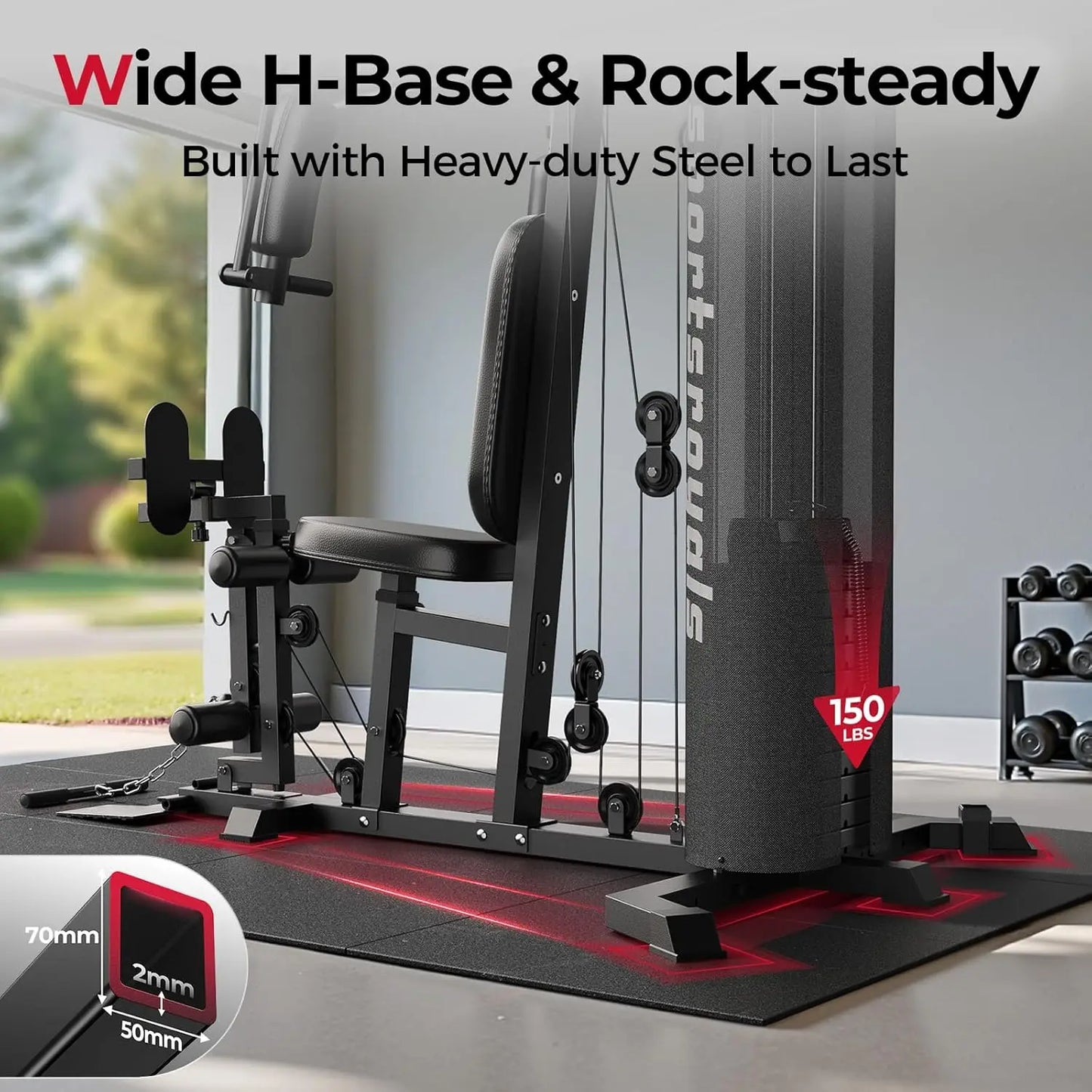 FED Fitness 150Lb Weight Stack Pulley System Home Gym Equipment