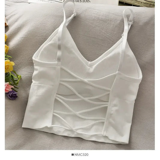 Womens Built In Bra Tank Top Camisole Yoga Crop Top