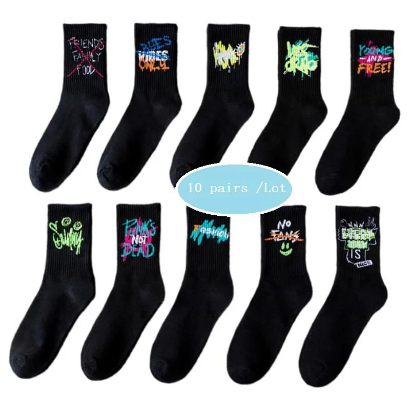 Unisex Harajuku Graffiti Socks Devil Grimace Hip Hop