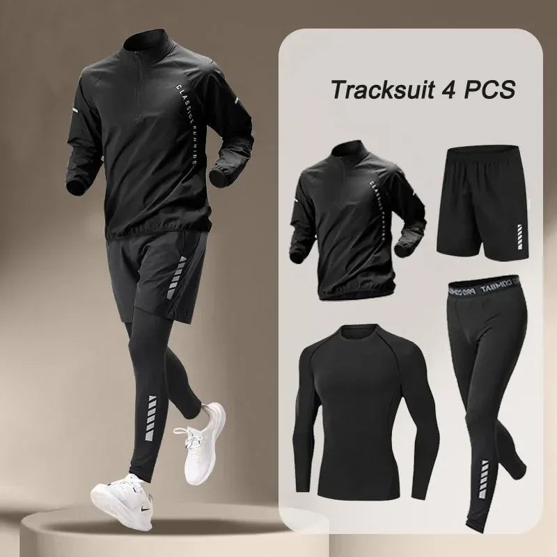 Men's Quick Dry Jacket And Jogger Set For Outdoor Fitness