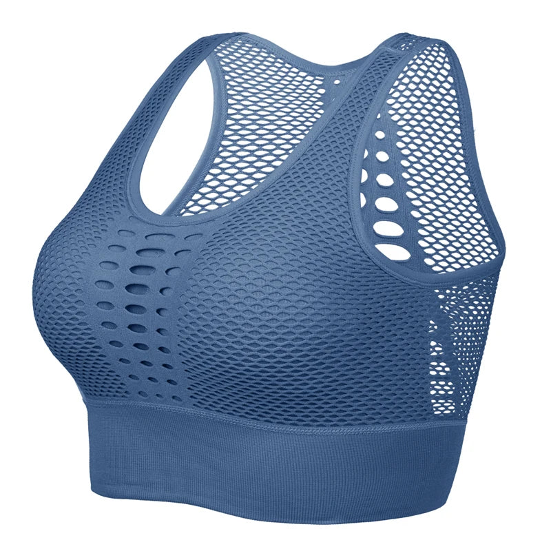 NONECN Breathable Active Bra Mesh Sports Yoga Seamless Gym