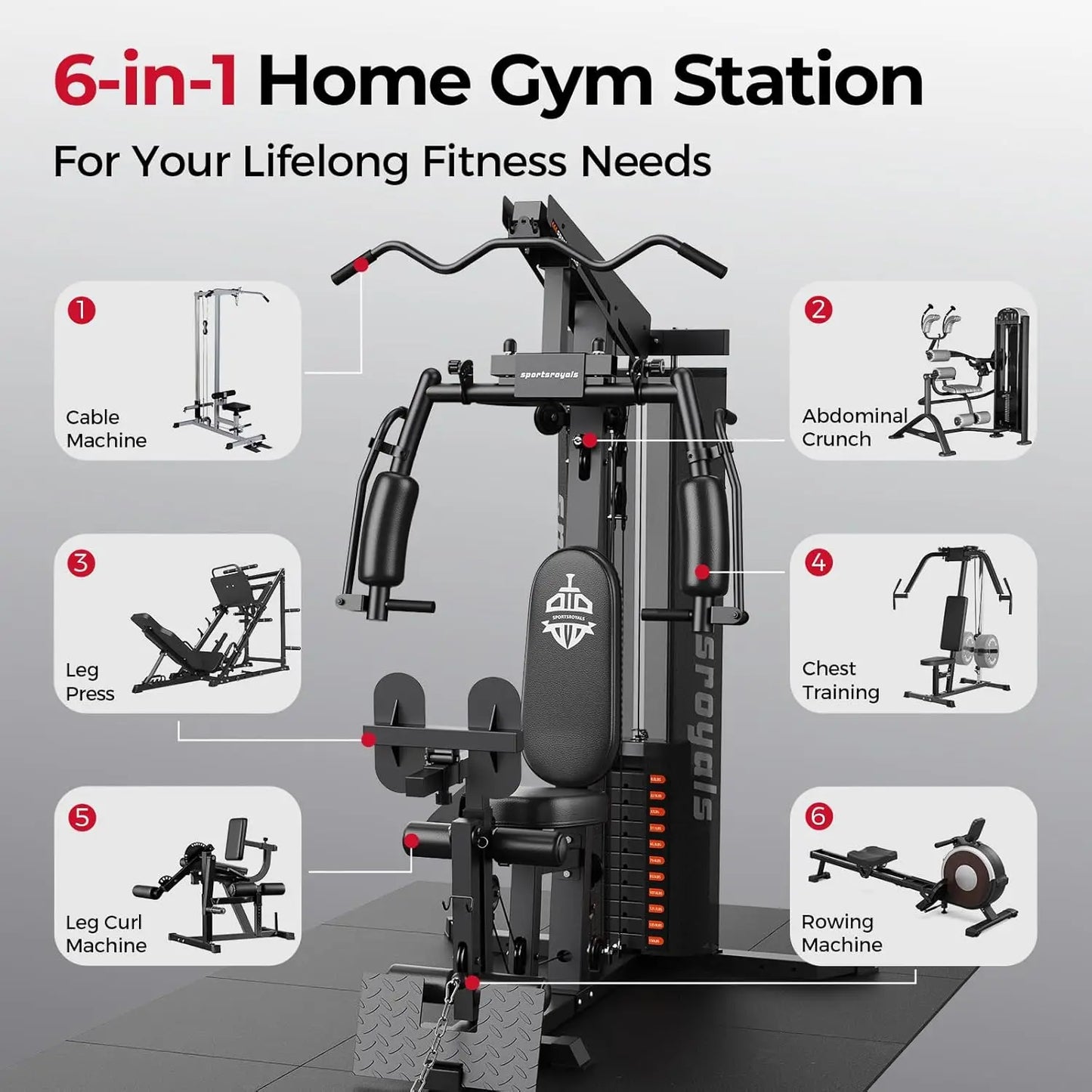 FED Fitness 150Lb Weight Stack Pulley System Home Gym Equipment
