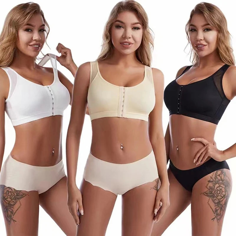 Women Front Open Post Surgical Recovery Bra Wire Free