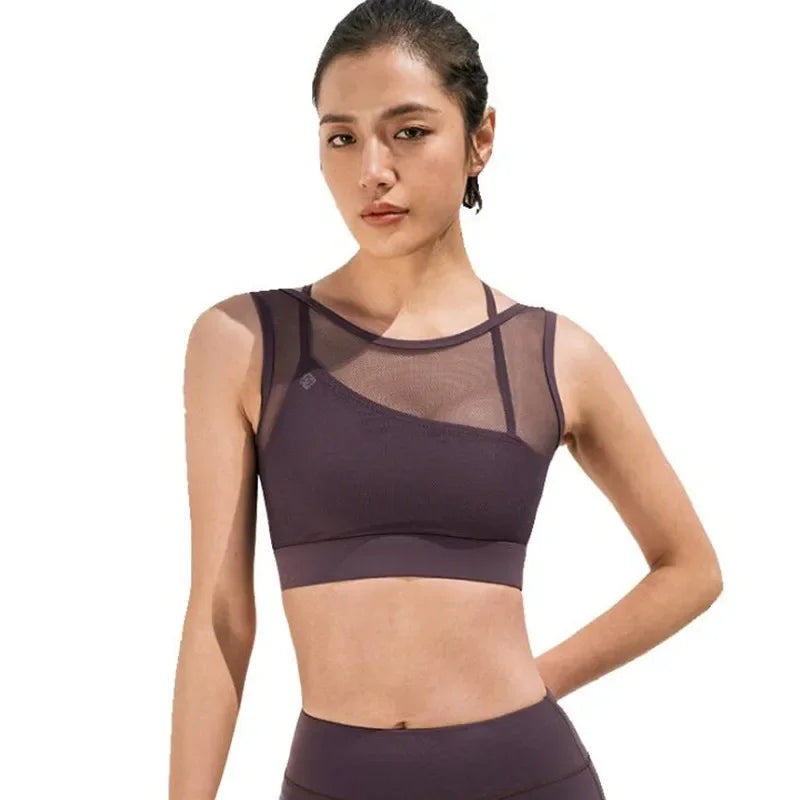 NONECN 2 In 1 Beautiful Back Sports Bra Fitness Breathable