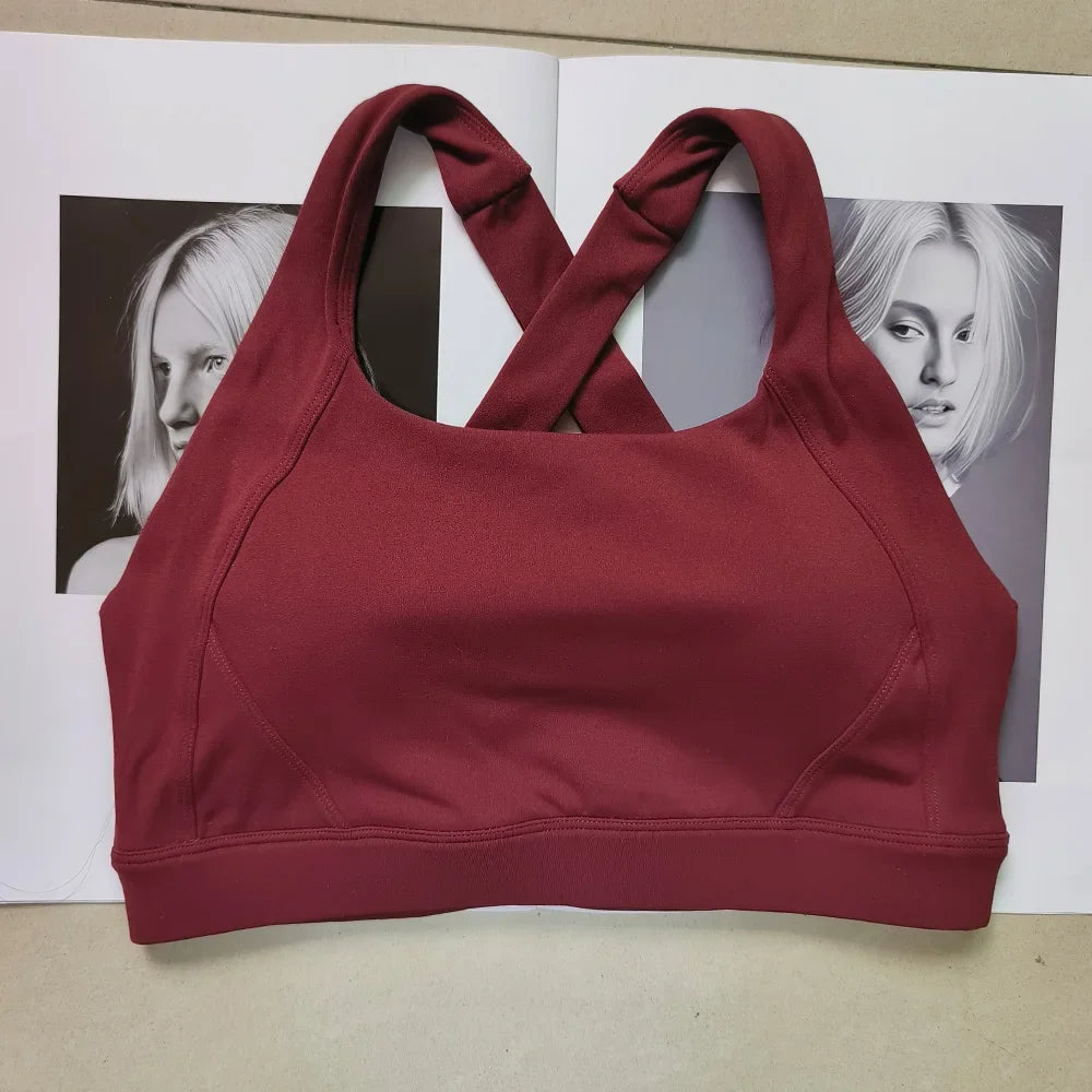 Cross Back Sports Bra Breathable Quick Dry Yoga Running Fitness