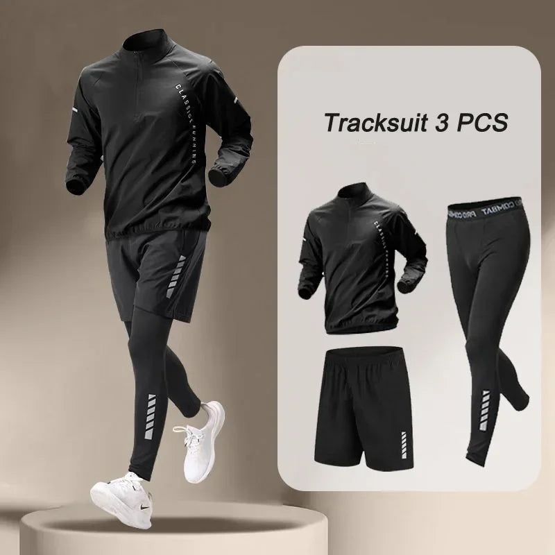 Men's Quick Dry Jacket And Jogger Set For Outdoor Fitness