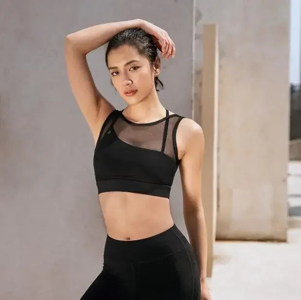 NONECN 2 In 1 Beautiful Back Sports Bra Fitness Breathable