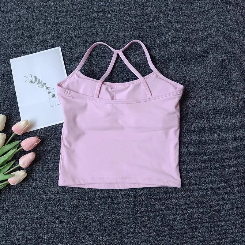 Women's Cross Back Yoga Sports Bra Push Up Fitness Vest