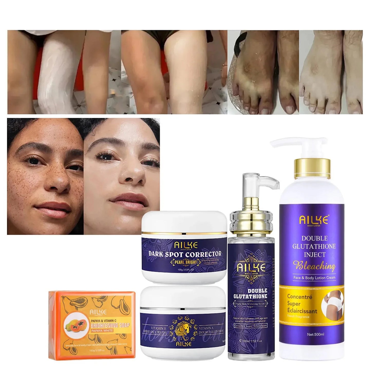 AILKE Double Glutathione Whitening Skin Care For All Skin Types