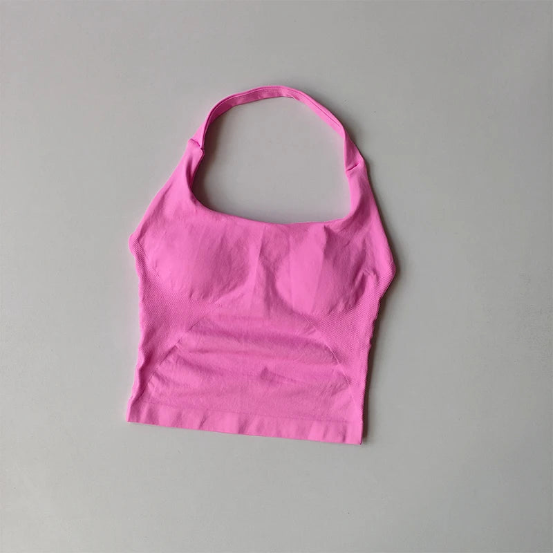 Neck Halter Shockproof Longline Sport Top For Yoga Gym Women