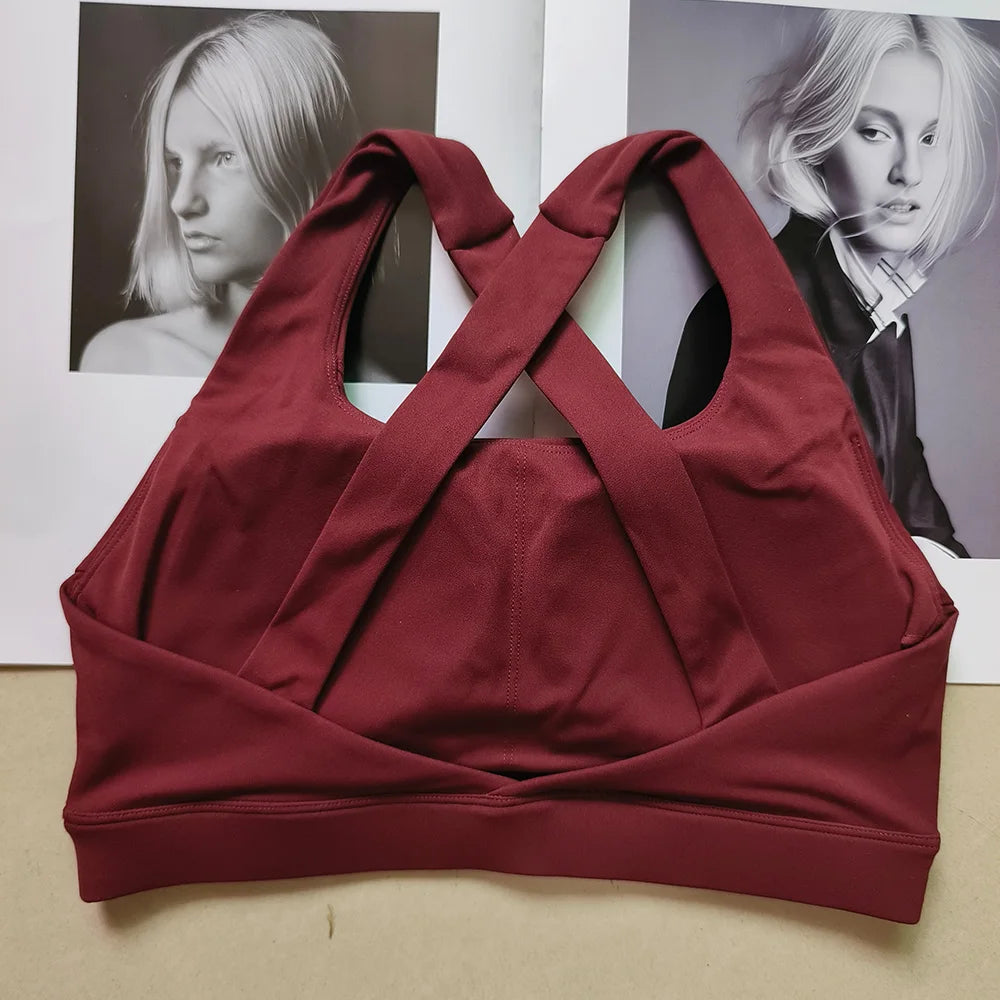 Cross Back Sports Bra Breathable Quick Dry Yoga Running Fitness