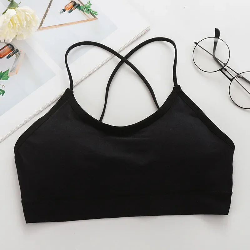 Women Cross Strap Sports Bra Breathable Push Up Yoga Top