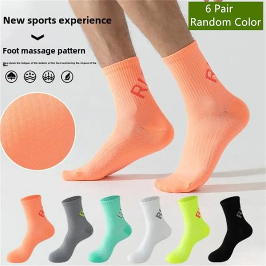 Unisex Running Socks Crew Fitness Breathable Nylon Marathon Sports