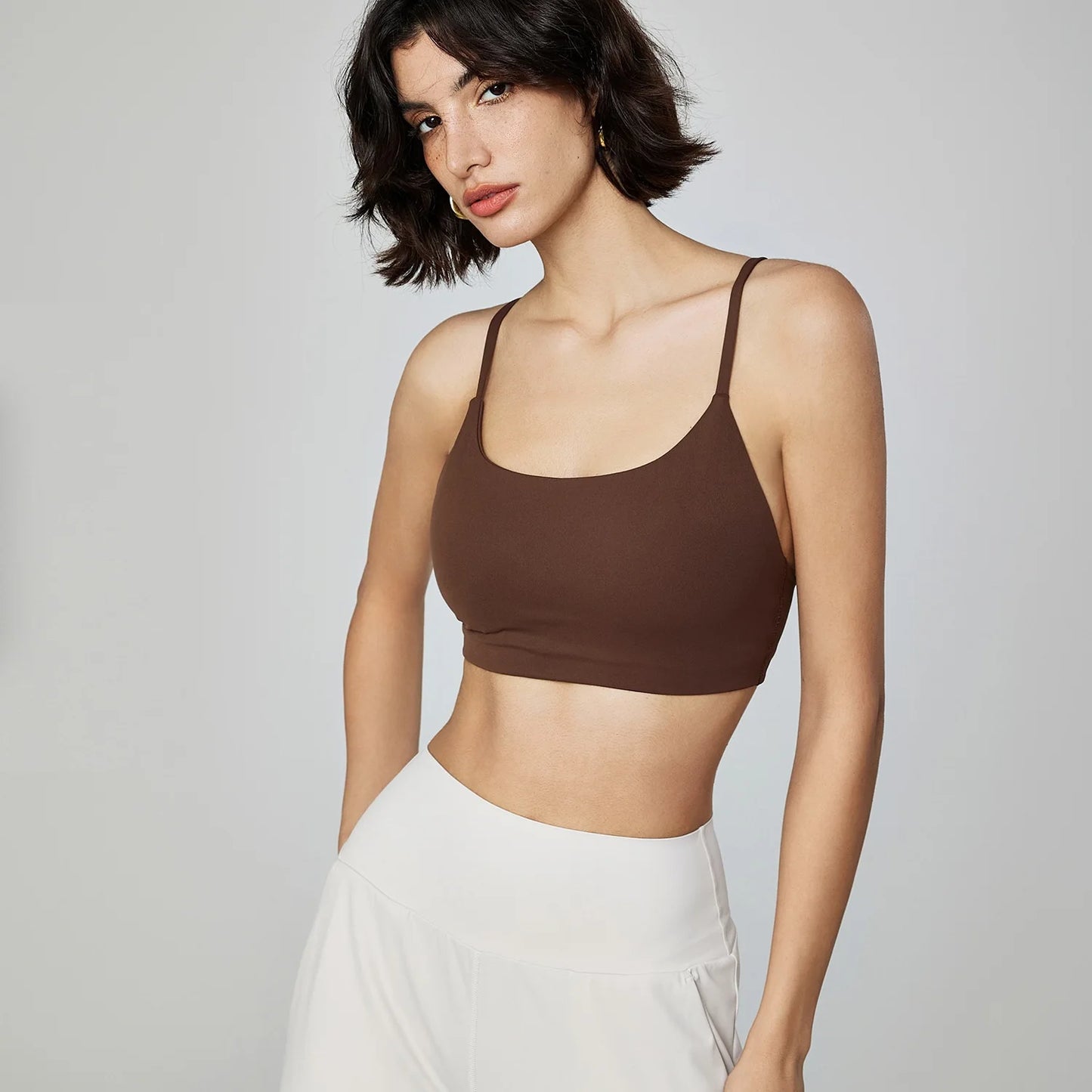 Womens Crossback Sports Bra Thin Straps Breathable Polyester Top