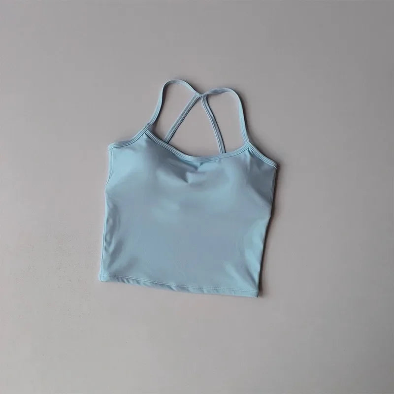 Women's Cross Back Yoga Sports Bra Push Up Fitness Vest