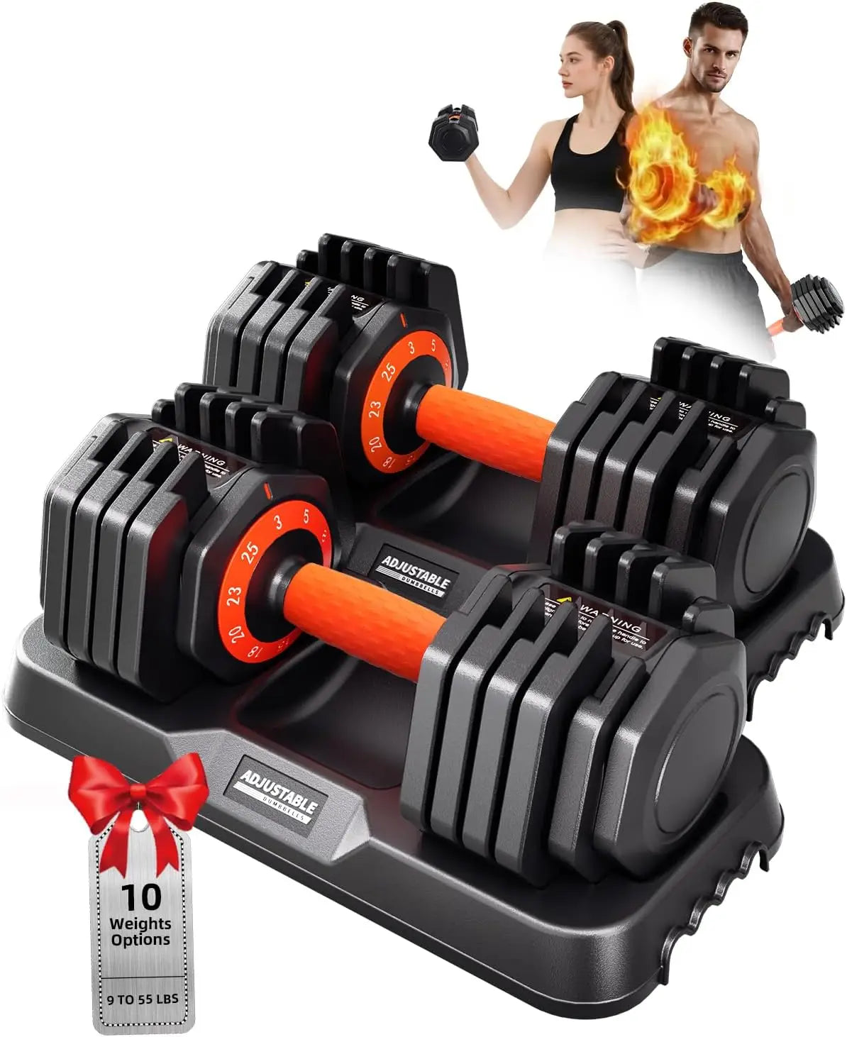 Adjustable Dumbbell Set 110 Lb 50 Lb With Tray Included