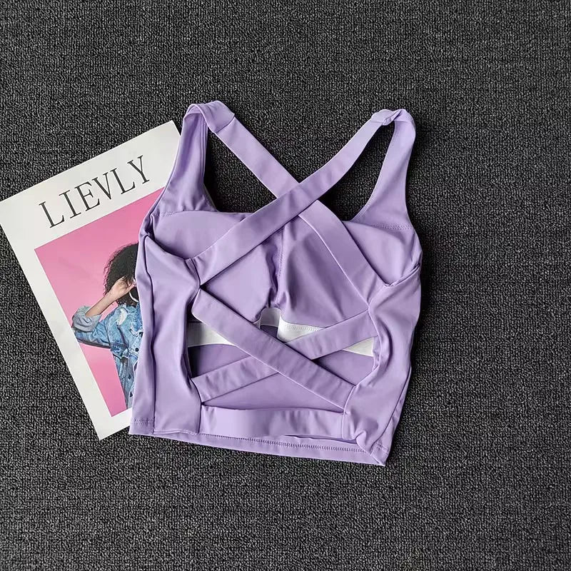 NONECN Women Sports Bra Top Push Up Yoga Vest GymWear