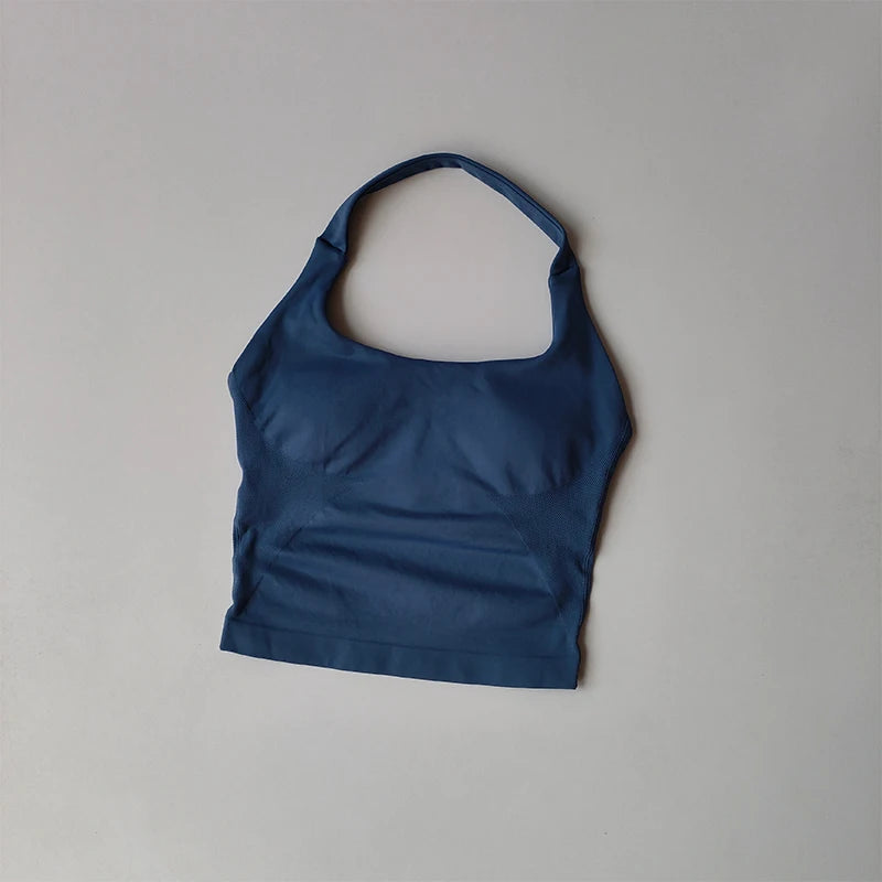 Neck Halter Shockproof Longline Sport Top For Yoga Gym Women
