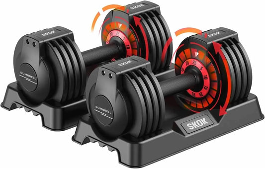 Adjustable Dumbbells Set 25 to 55 Lbs Anti Slip Durable