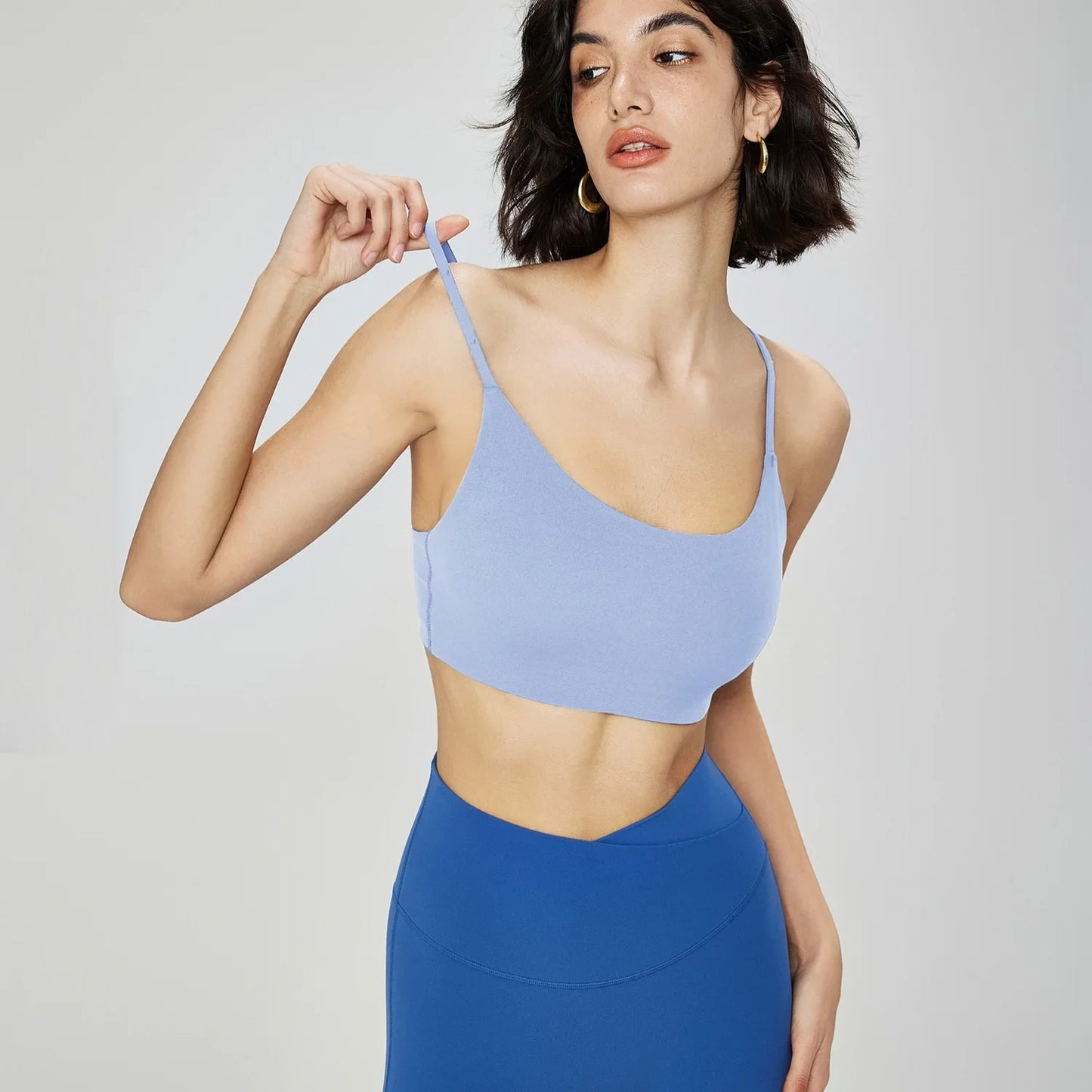 Womens Crossback Sports Bra Thin Straps Breathable Polyester Top