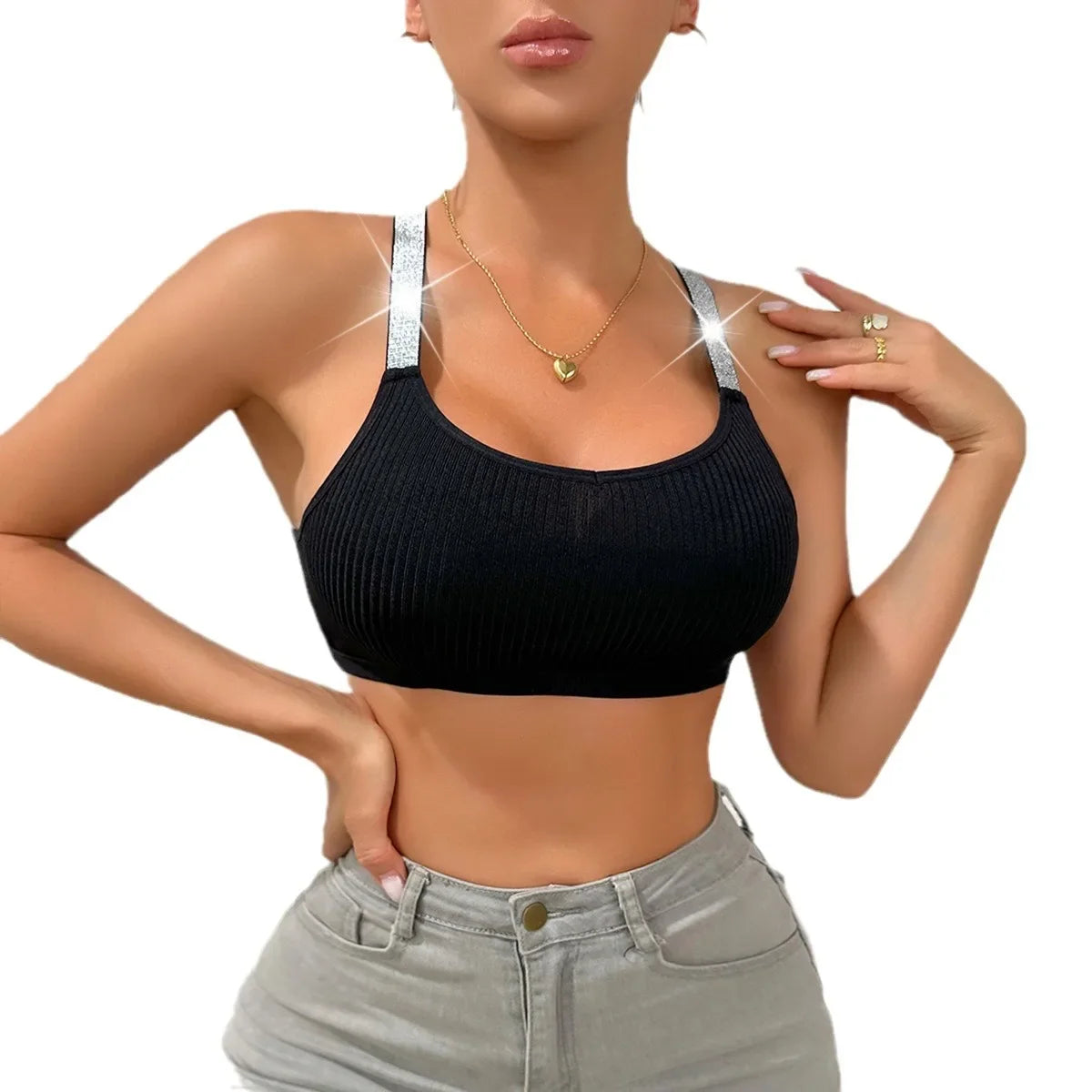 NONECN Tank Top Bra Women Fitness Seamless Crop Top