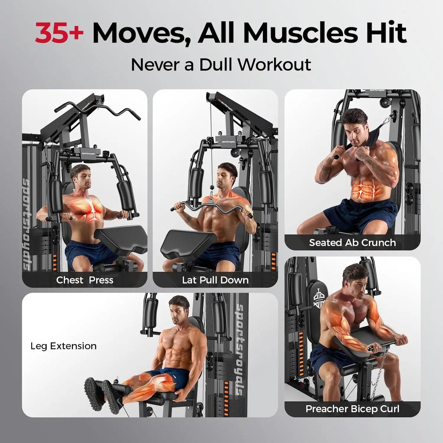 FED Fitness 150Lb Weight Stack Pulley System Home Gym Equipment