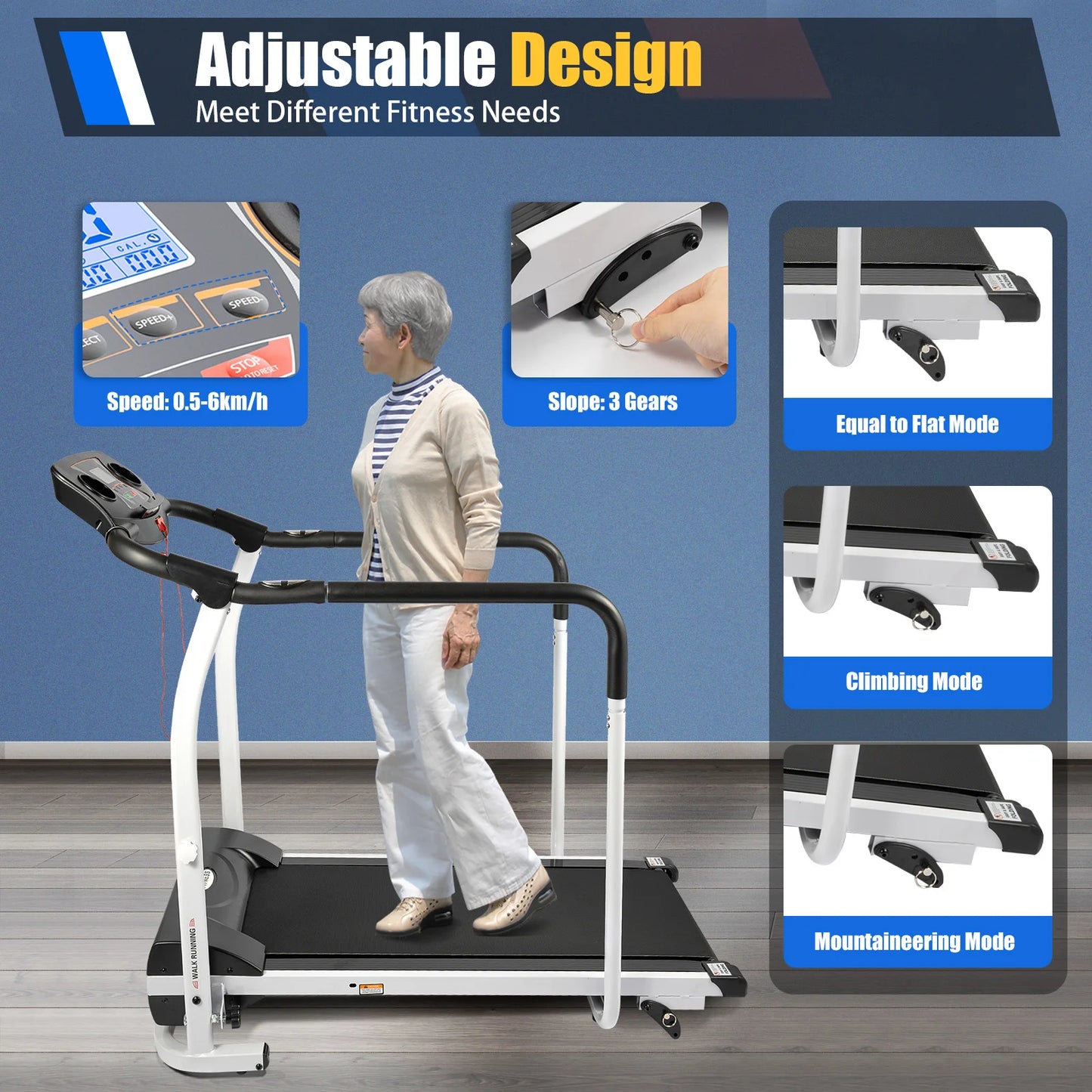 NONEDriving 110V Treadmill For Senior Home Use With LCD Screen