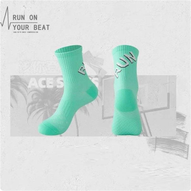 Unisex Running Socks Crew Fitness Breathable Nylon Marathon Sports