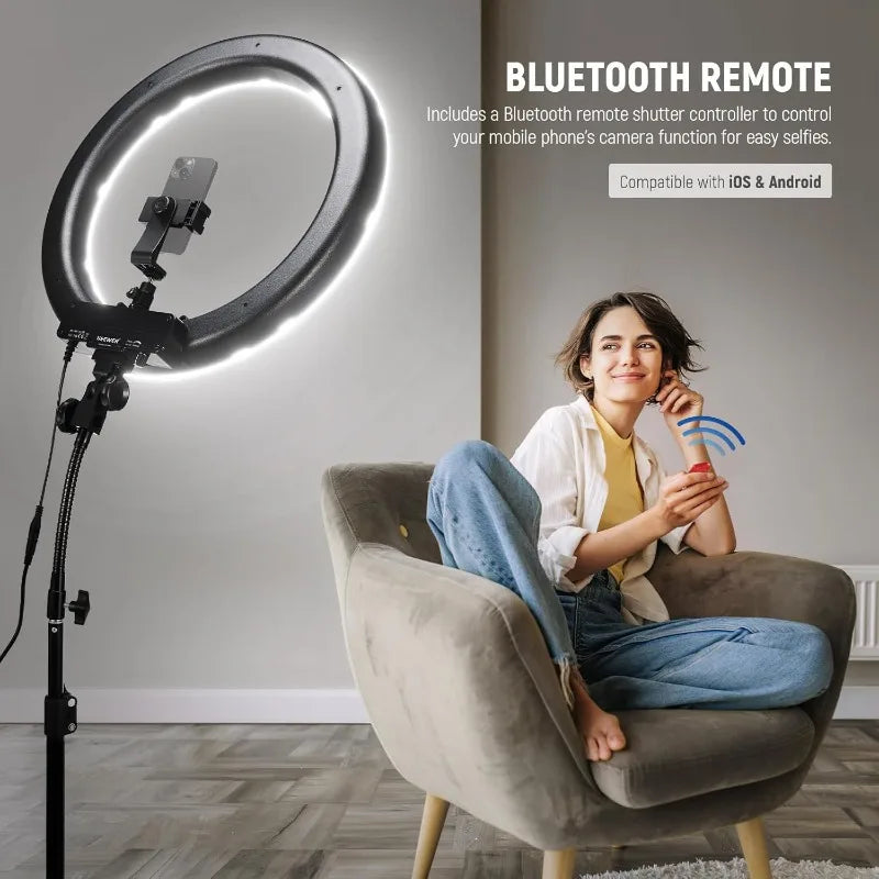 Garden Ring Light Kit 55W 5600K Professional LED Phone Holder