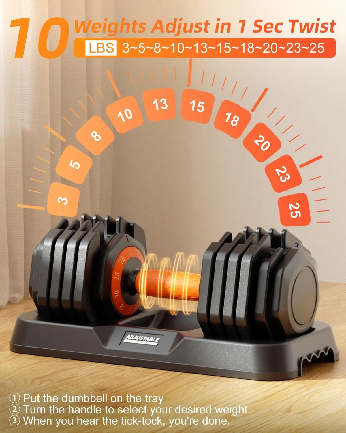 Adjustable Dumbbell Set 110 Lb 50 Lb With Tray Included